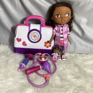 Disney Doc McStuffins Doctors Medical Kit Bag W/ 3 Tools & 2 Dolls, 3.5” & 11”